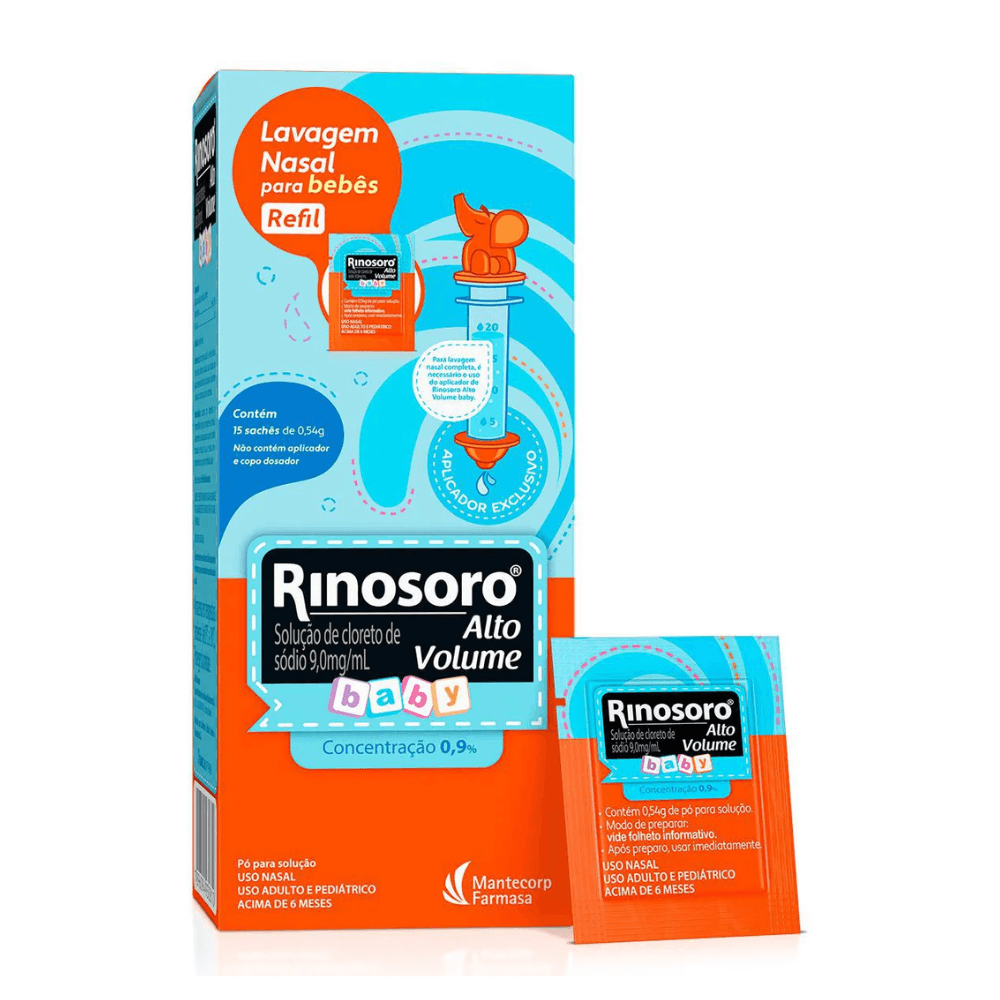 Rinosoro Baby Alto Volume Lavagem Nasal 15 Sachês